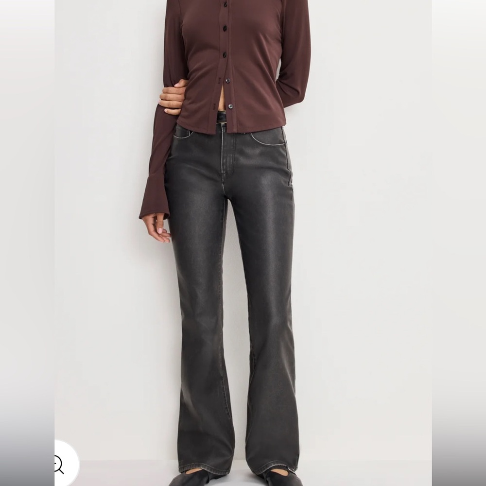 Good American Black Faux Leather Jeans